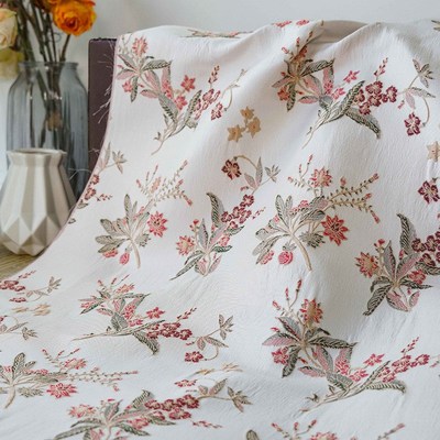 唯美浮雕花朵蓬蓬裙复古风色织面料质感枕套连衣裙提花马甲布料