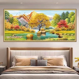 床头向西化解挂画西墙聚财朝西挂什么画适合卧室床头的挂画金银山