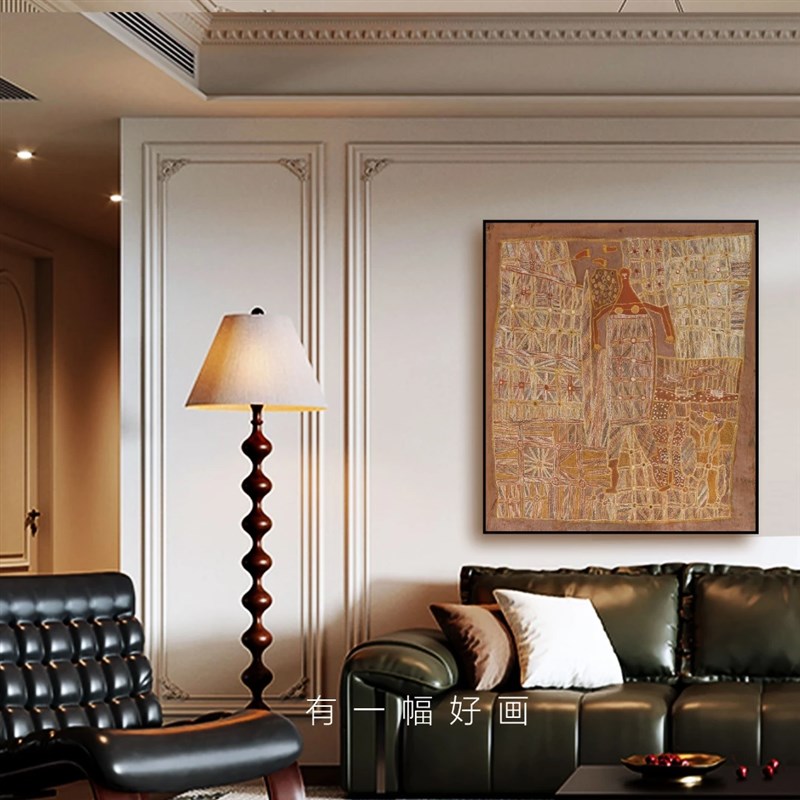 澳大利亚小众树皮画版画客厅玄关卧室书房装饰画实木外框装裱工艺