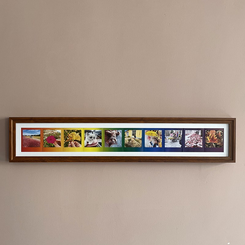 彩虹拍立得SQ4寸方形相纸专用相框10张长条实木画框定制挂墙摆台