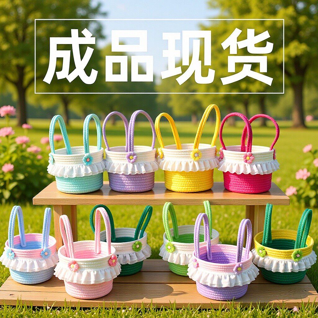 高颜值手提花篮成品编织篮外出收