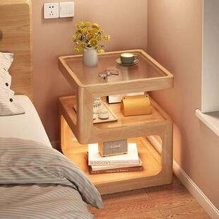 床头柜轻奢高级感卧室全实木床边柜客厅沙发边几小户型收纳置物架
