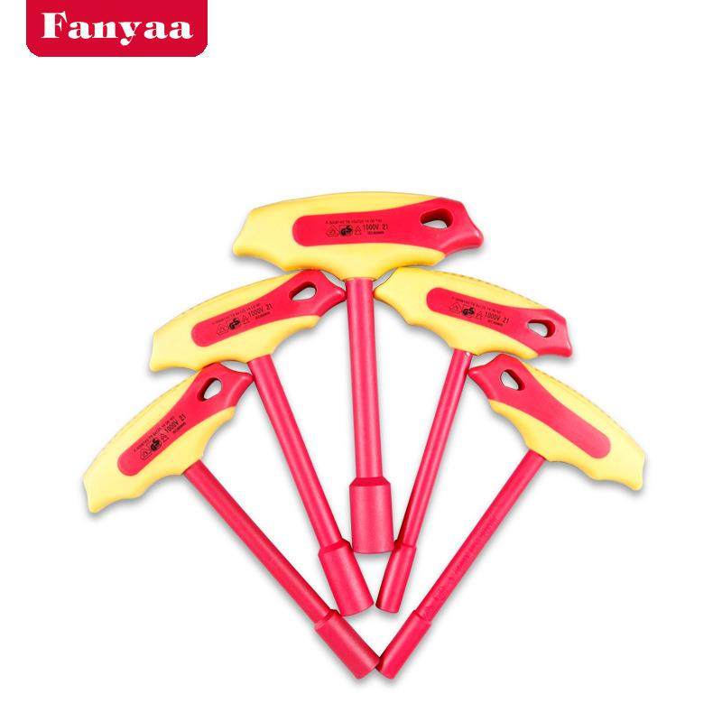 Fanyaa绝缘T型套筒扳手耐高压1000V电力带电作业六角套筒VDE认证