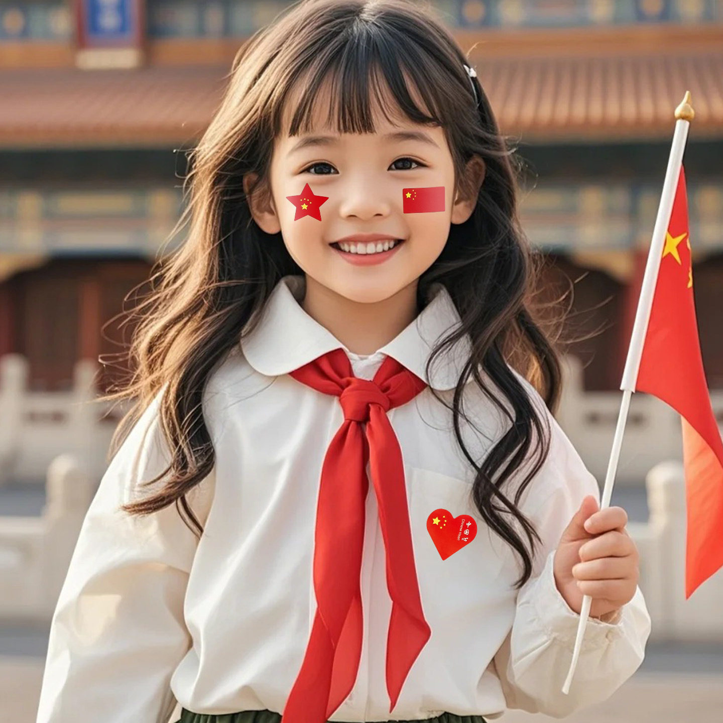 国庆节五角星脸贴拍照防水装饰