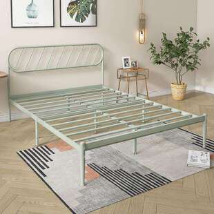 北欧铁艺床双人床现代简约宿舍单人铁架床公寓龙骨加厚加固铁床厂