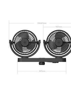 双头椅背车载风扇12V24V点烟器汽车通用带USB口充电背椅风扇新款