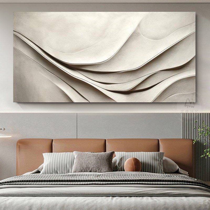 LM,ART手工客厅沙发背景挂画抽象横版立体浮雕高档卧室装饰画图片