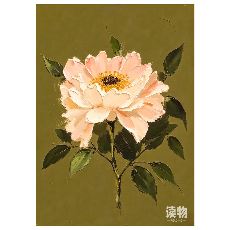 花开富贵客厅装饰画牡丹花肌理纯手绘油画奶油风植物花卉玄关挂画图片