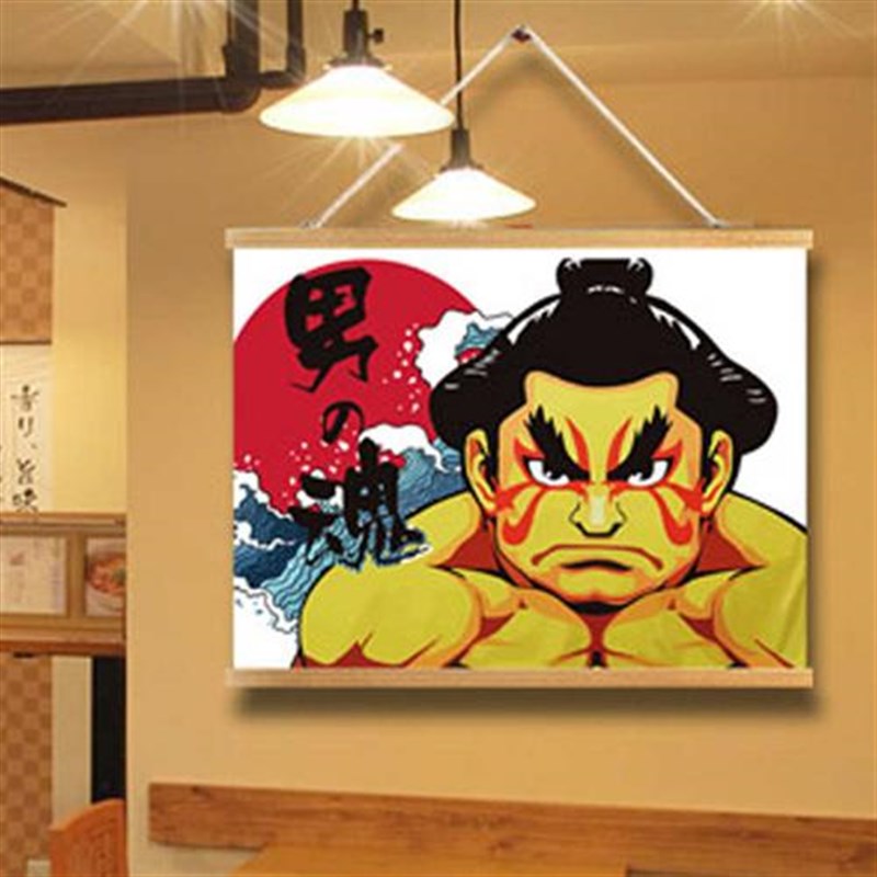 日式餐厅墙面和风装饰烤肉寿司料理店挂画烧烤饭店墙壁相扑挂布画图片