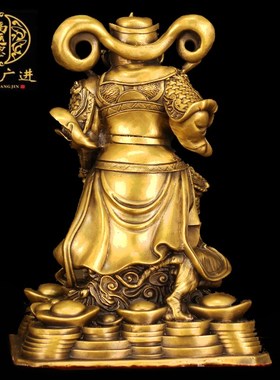 纯铜赵公明摆件招财镇宅骑虎武财神佛像黑虎玄元帅大号供奉站神像