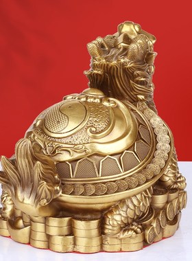 铜八卦龙龟 纯铜金钱龙头龟摆件 客厅招財镇宅办公室家居神兽送礼