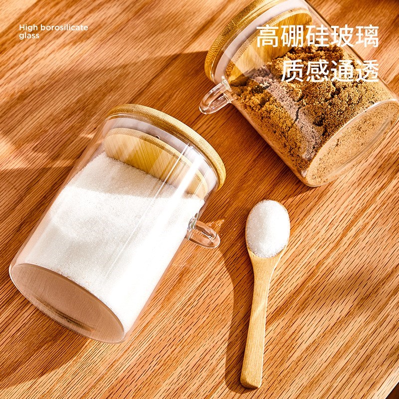 现货速发糖罐白砂糖储存罐家用密封储物玻璃收纳罐子厨房装白糖冰