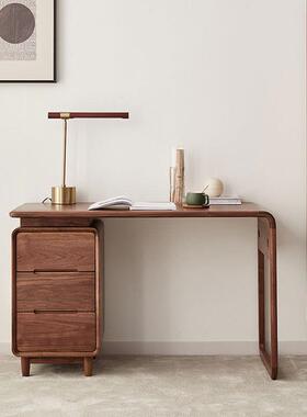 北美黑胡桃木实木书桌现代简约樱桃木原木办公桌橡木写字台电脑桌