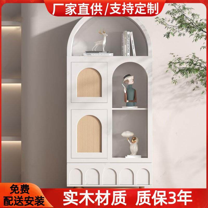 北欧烤漆书柜实木客厅高柜艺术装饰柜简约现代入户玄关茶水柜整装