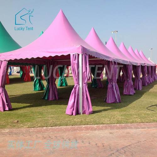 LOGO印刷粉红色PVC锥顶篷房海滩户外活动商铺帐篷欧式尖顶帐篷