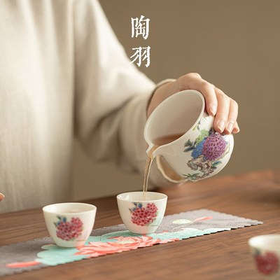锦簇绣球快客杯一壶三杯户外便携式功夫旅行茶具车载泡茶壶茶杯