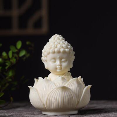 厂家直供象牙果Q版如来佛莲花底座摆件一套居家摆饰品车摆装饰品