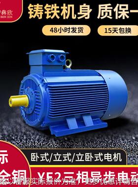 YE2-4极三相异步电动机45W55w 75w90w卧式国标电机110w