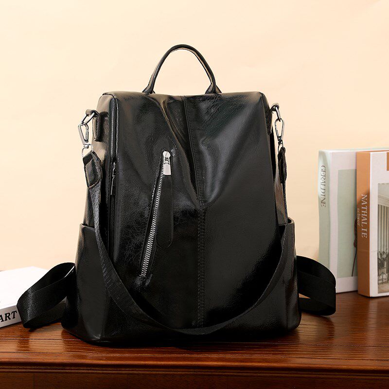 防盗气质潮流软皮双肩包女春夏新背包时尚大容量书包韩版超大防水