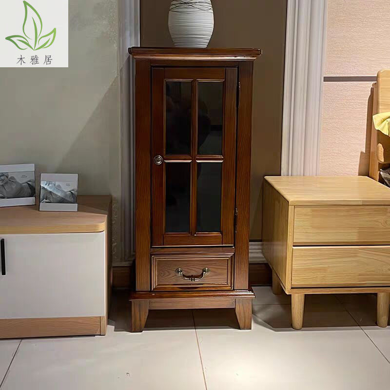 美式全实木小酒柜简约轻奢客厅玻璃柜置物架落地餐边柜电视柜边柜,住宅家具,酒柜,淘宝优惠券,粉丝福利购,淘宝优惠卷