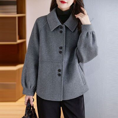 2025女秋冬新款时尚韩版高端短款洋气单面毛呢外套小个子上衣