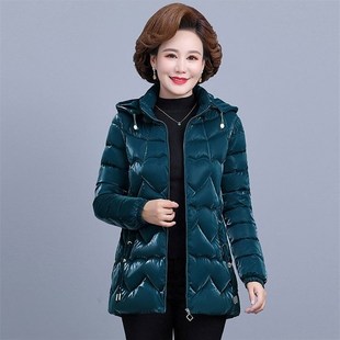 妈妈冬季新款免洗羽绒棉服洋气显瘦中年女士亮面棉袄保暖棉衣