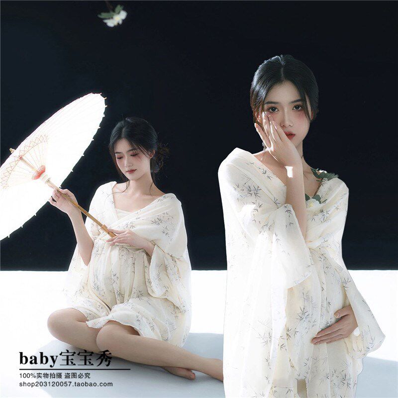 影楼新款孕妇装新款复古优雅气质水墨风孕妈咪艺术照孕妇照服装