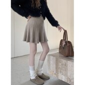 孕妇半身裙秋冬外穿时尚 短裙孕期针织a字裙高腰百褶裙半裙小个子