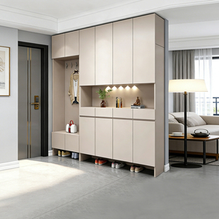 实木鞋柜家用门口收纳柜一体靠墙玄关柜门外走廊入户门口储物柜子