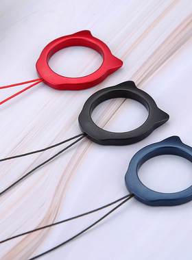 超轻铝合金猫耳朵手机挂绳指环扣