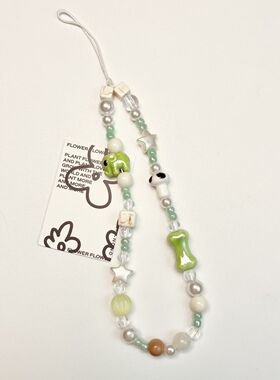 夏日小清新绿色小象ccd相机手绳diy手工串珠拍立得挂绳手机壳挂件