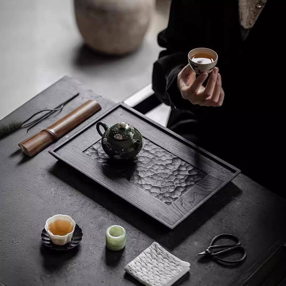 炭烧白蜡木实木小茶台干泡茶托盘手工托盘整木干泡盘壶承