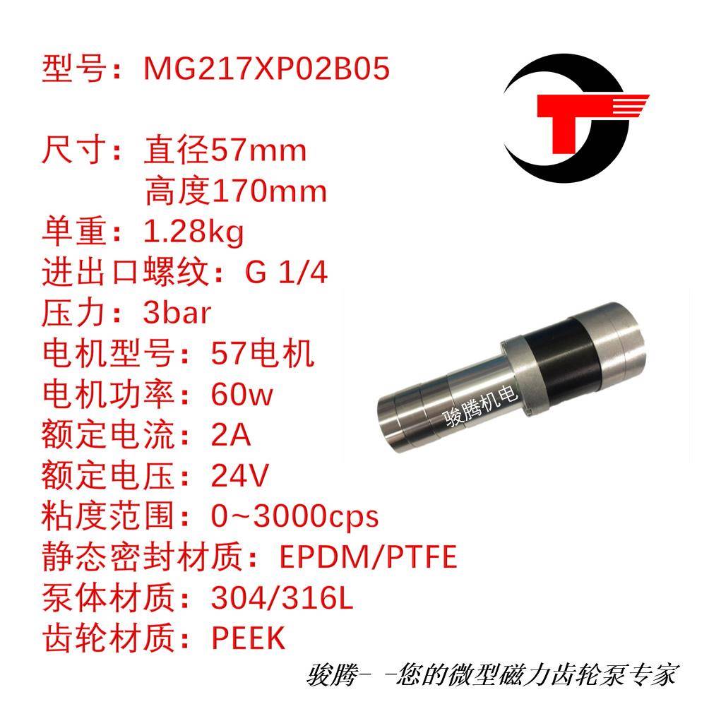 MG217XP02B05水泵磁力齿轮泵计量泵0泄露耐酸碱腐不锈钢无脉冲