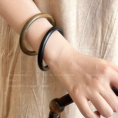 天然檀木手镯女夏天2024新款爆款新中式复古百搭手链情侣闺蜜手饰