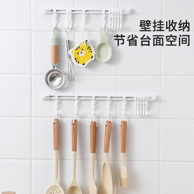 厨房收纳滑动轨道挂钩柜门收纳挂钩橱柜门后免打孔勺子铲子置物架
