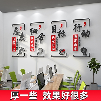 创意办公室墙面装饰楼梯销售部文化墙贴员工团队励志标语激励文字