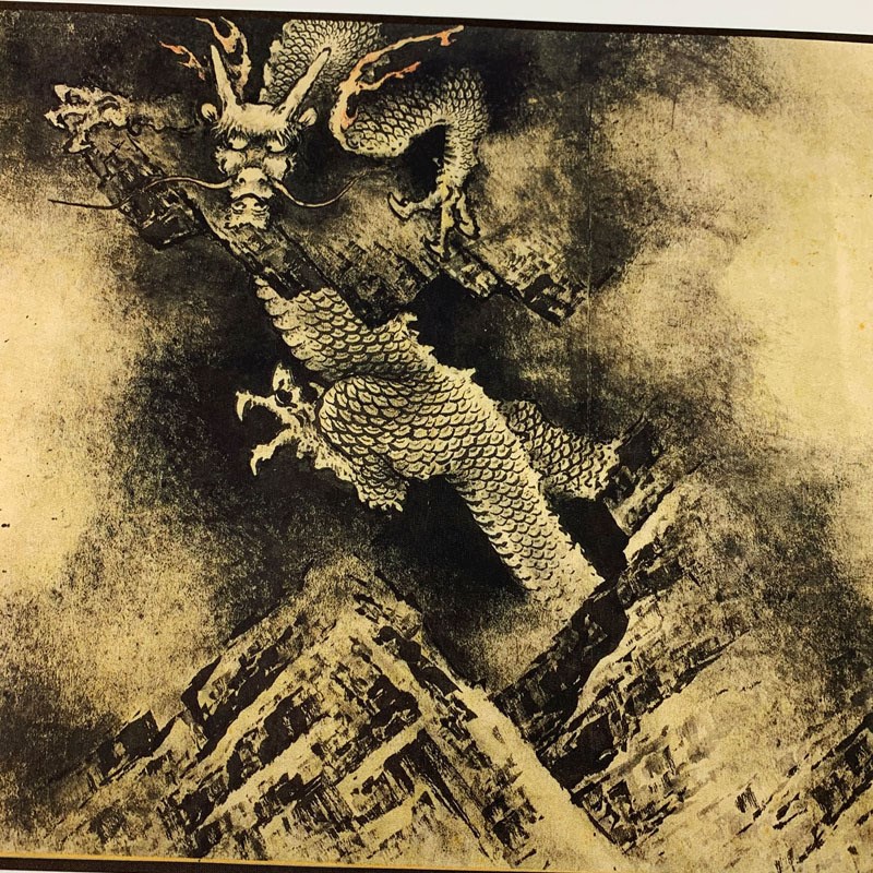 明仇英国画九龙图装饰画挂画长卷古代名画欣赏复制手卷丝绸画卷轴