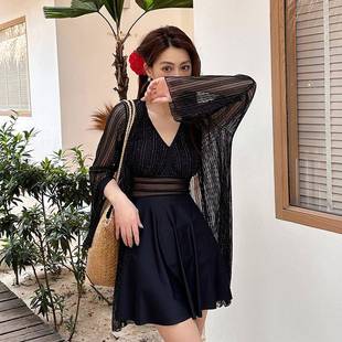 遮肚保守胖MM200斤加大码 新款 两件套泳装 显瘦连体裙式 女泳衣 泳装