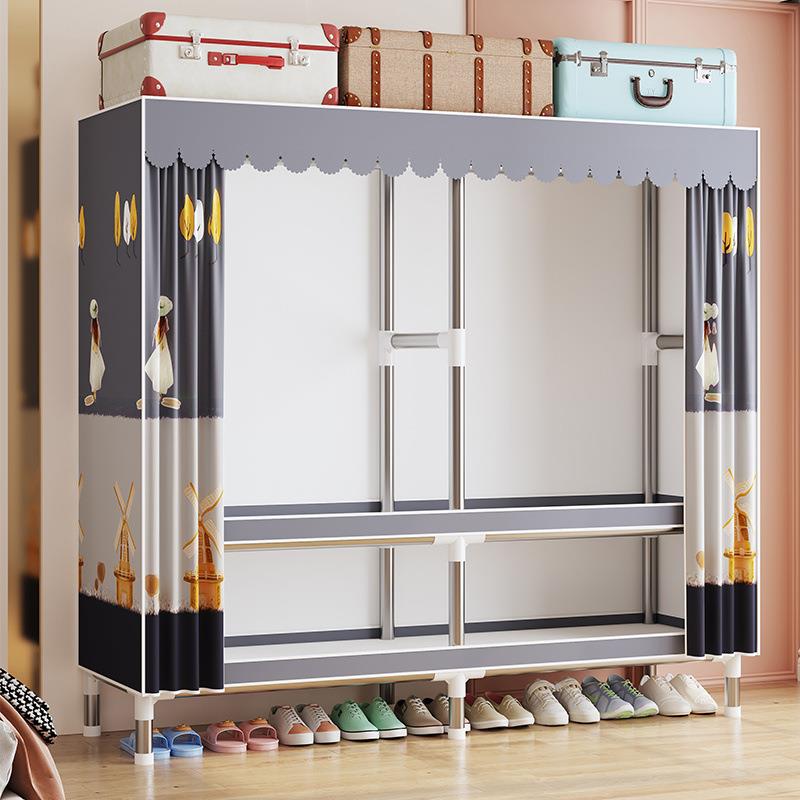 简易衣柜家用卧室加粗加固钢管布衣柜出租房全钢架宿舍衣橱收纳柜