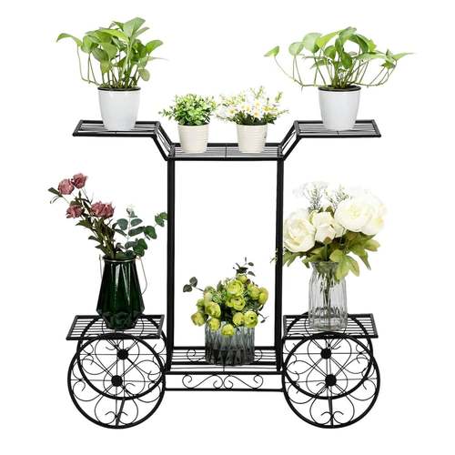 创意多层推车落地花盆架绿植鲜花绿萝铁艺花架子北欧花架