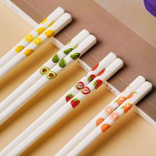 陶瓷筷子家用2023新款 情侣可爱骨瓷家庭快子绢花 防霉日式
