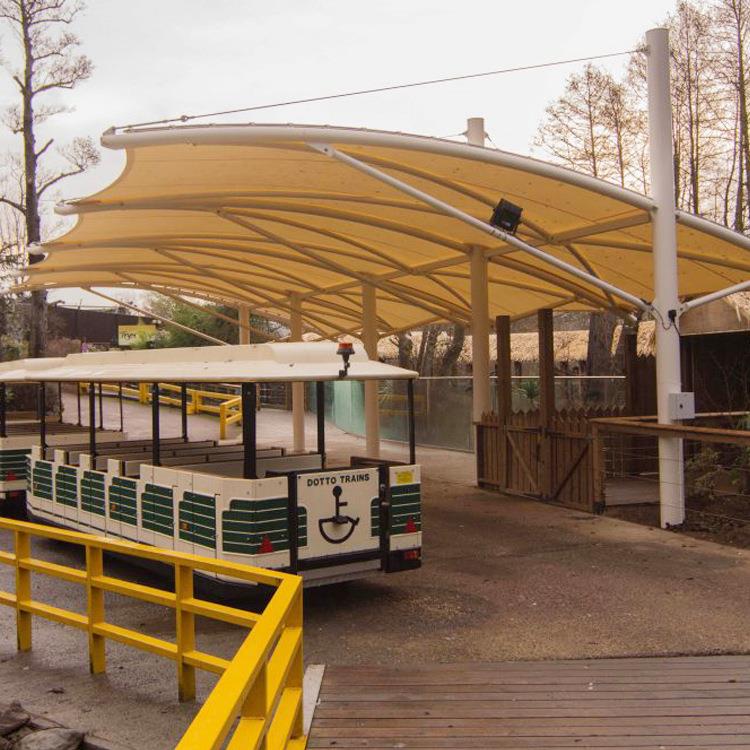 PVC、PTFE拱形张拉膜结构悬挑膜结构车棚索膜结构遮阳棚