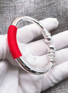 999纯银手镯女圆头实心光面银手镯一体蒜头定制圆条圆镯贵妃镯