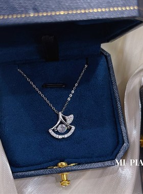 三生有杏纯银项链女轻奢小众银杏叶跳动的心锁骨链送女友生日礼物