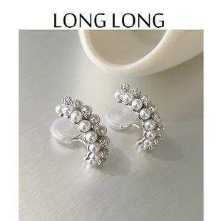 不掉色!复古珍珠耳夹蚊香盘无耳洞耳钉女精致2021年新款百搭耳环