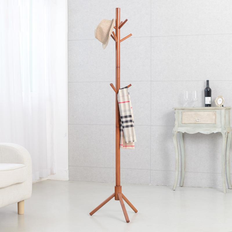 心悦嘉实木挂衣架欧式落地加粗圆棍卧室衣帽架简易衣服挂架