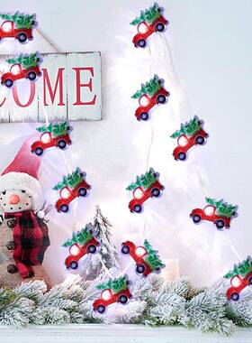 爆款新品3AA电池盒遥控汽车造型灯串红色皮卡车背圣诞树灯