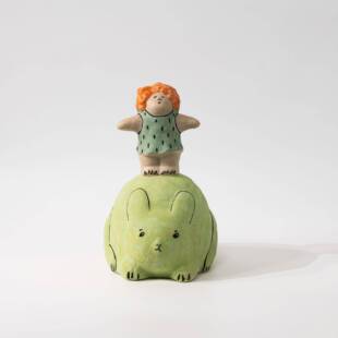 现代简约样板间儿童房绿色卡通人物摆件雕塑桌面家居装饰品饰品