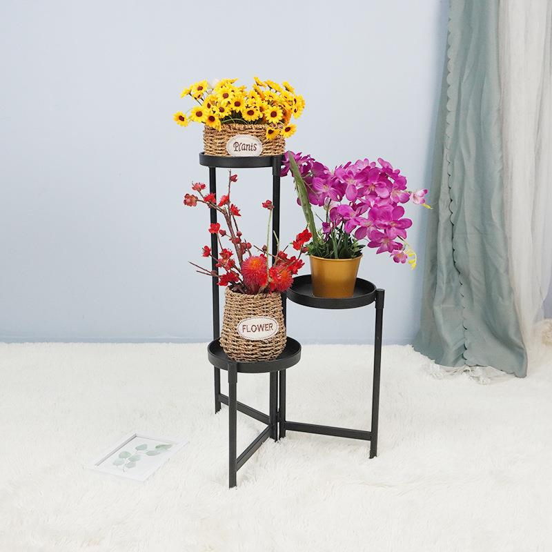 拆卸小体积北欧现代铁艺室内稳固加厚绿植多层花架子