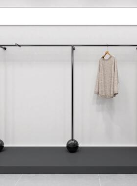 服装店展示架黑色铁艺上墙壁挂式落地挂衣服架子男女装店陈列货架